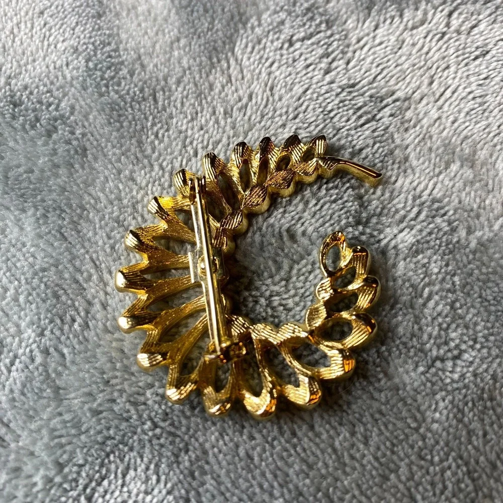 Lot Of 3 Avon Brooches Mid-century Modern Vintage Estate Gold Tone